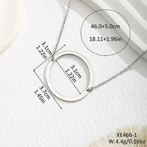 Collar de Acero Inoxidable con Colgante Redondo Geométrico, Juego de Cadena para Clavícula, Joyería de Moda Unisex - Product Image 2
