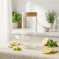 Pot en plastique transparent de 50 ml à 500 ml, bouteille à large ouverture de qualité alimentaire pour collations, capsules d'huile de poisson, couvercle en grain de bois, emballage cosmétique