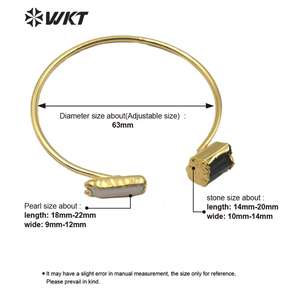 WT-B503 Mới Đến Thời Trang Bangle Ngọc Trai Tự Nhiên Và Đen Tourmaline Bangle Điều Chỉnh Kích Thước Phụ Nữ Stylish Charm Jewelry Bangle - Product Image 6