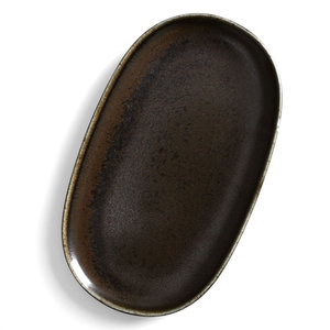 Piring Roti Oval Keramik Grosir Langsung Pabrik, Piring Makan Ikan Persegi Panjang Porselen Restoran Hitam Matte - Product Image 2