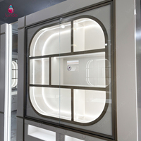 Vitrine de présentation de bijoux en verre de luxe Sundo, comptoir avec éclairage LED mural, finition dorée, fabricant d'agencements de magasins de bijouterie