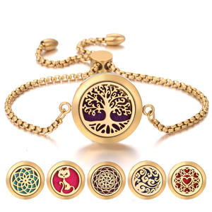 Adjustable <b>Rose</b> <b>Gold</b> Stainless Steel Diy Aroma Locket Buckle Perfume Essential Oil Diffuser Bracelet - Product Image 2