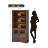 Étagère à livres en bois moderne avec éclairage d'ambiance contrôlé par application, design d'angle gain de place pour le salon et le bureau à domicile