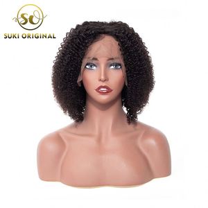 Hecho a mano barato 10 12 14 16 pulgadas 1b Top Remi humano indio de la Virgen <span class=keywords><strong>el</strong></span> pelo corto Bob rizado Hd de encaje pelucas - Product Image 3