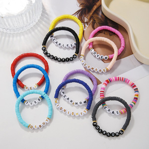Bracelets populaires personnalisés en perles d'argile polymère avec lettres, collection Eras Music <span class=keywords><strong>Taylor</strong></span> 1989 <span class=keywords><strong>Reputation</strong></span>, bracelets perlés pour femmes et filles - Product Image 4