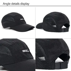 Custom Logo Quick-Drying Breathable Mesh Sun Caps 5 Panel Gorras Men Outdoor Camper Curved Brim Sports Camp Cap Hat