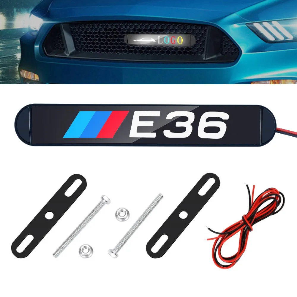 Coche motocicleta luces de circulación diurna Logo LED parrilla delantera signo insignia iluminado medio red emblema para BMW E30 E34 E36 E39 E46