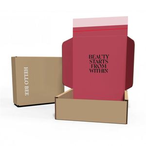 กล่องจดหมายกระดาษคราฟท์กระดาษลูกฟูกสีน้ำตาลโลโก้แบบกำหนดเองแถบฉีกขาดสีชมพูสีดำมีซิปปิดสำหรับบรรจุภัณฑ์น้ำหอม - Product Image 5