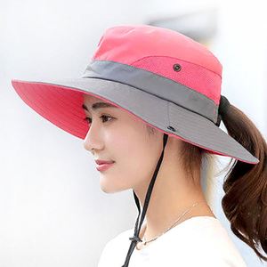 Chapeau de protection solaire anti-UV pour femme, chapeau bob à large bord avec sangle à chaîne - Casquette de pêche et de randonnée en plein air - Product Image 1