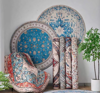 Tapis de table basse rétro chinois avec sous-verres et boîte à mouchoirs en bambou pour la décoration de la maison tapis de sol antidérapant résistant à la saleté