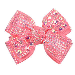 4 Inch Gorgeous Rhinestones Hair Bows with Clips Girls Wholesale Diamond Pearl Hair Clips European & American Style Daily Use - Product Image 3