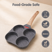 Prix de gros Poêle à frire en bakélite 4 trous en aluminium moulé sous pression antiadhésif avec manche pour la cuisson à quantité minimale de commande basse