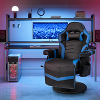 Super september Chaise de jeu inclinable à hauteur réglable pivotante pour jeux vidéo de course avec contrôleur de massage de la taille du dos