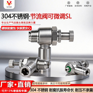 Yxqp Stainless Steel Pneumatic <b>Quick</b> <b>Connector</b> Sl8 02 Adjustable Flow Valve Cylinder Insert Type - Product Image 4
