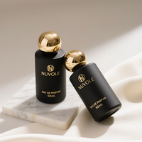 Vente flash - Flacon de parfum givré de 50 ml, flacon de parfum en verre noir personnalisé, flacon de parfum rond de 30 ml, 100 ml avec couvercle doré