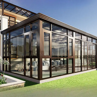 Último Diseño de Casa de Jardín Prefabricada de Vidrio con Techo Adosado Tipo Solárium y Perfil de Extrusión de Aluminio