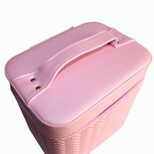 Sac de <span class=keywords><strong>maquillage</strong></span> de haute qualité pour femmes, boîte fourre-tout rose rigide de voyage, trousse de toilette bon marché en cuir PU, boîte à cosmétiques, nouvelle collection - Product Image 3