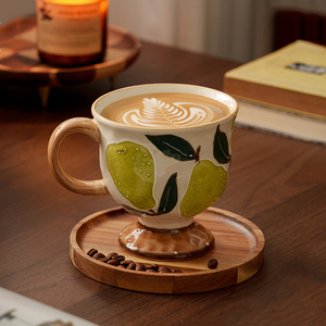 Vintage Style Floral Ceramic Coffee Mug Embossed Porcelain Tea Cup Strawberry Lemon Mug - Product Image 3