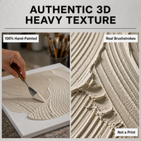 Vente directe d'usine, peinture murale sur toile abstraite minimaliste moderne beige 3D texturée, grande taille, décoration intérieure neutre