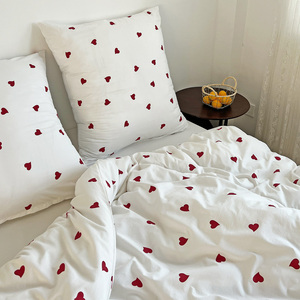 Đẹp Mô Hình Trái Tim Hai Lớp Rửa Sạch Sợi Nhỏ Faux Linen 100% Polyester In Duvet Cover Set Bộ Đồ Giường/Tấm Ga Trải Giường Bộ - Product Image 2