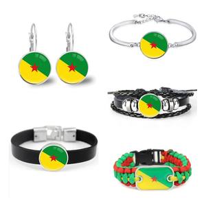 80 modèles de bijoux : épingles à cravate, broches, anneaux, boutons de manchette, colliers, bracelets, boucles d'oreilles, porte-clés, ensemble de bijoux avec drapeau et carte de la Guyane Française - Product Image 1