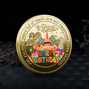 Custom Printed Good Lucky Coins Happy Birthday Commemorative Coins Of Metal