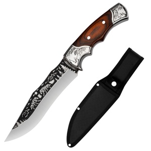 Cuchillo Bowie de Hoja Recta para Camping, Acero Inoxidable, Mango de Madera, 4mm de Grosor, Multiusos, OEM - Product Image 1