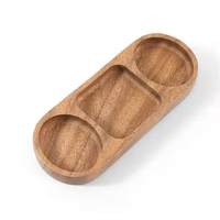 Plateau de petit-déjeuner moderne de style japonais en bois d'acacia/ébène, plateau en bois multi-tailles pour collations, plateau pour le thé de l'après-midi