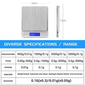 J & R Mini Electronic <span class=keywords><strong>Digital</strong></span> Commercial Schmuck waage Wiege gramm Taschen waage 1kg 2kg 3kg 500g 2000g 3000g 0,1g Batterie Gold - Product Image 6