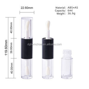 Tubo Transparente Reciclable de Plástico Grueso de 6ml*2 con Doble Cabeza para Brillo Labial y Aceite, con Tapa de Rosca, Personalizado, Bonito y Lindo - Product Image 3