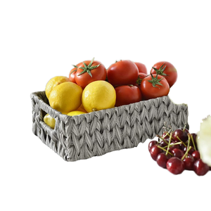 Cestino di <span class=keywords><strong>vimini</strong></span> <span class=keywords><strong>in</strong></span> canna impermeabile cesto portaoggetti con manico <span class=keywords><strong>in</strong></span> <span class=keywords><strong>vimini</strong></span> non profumato contenitore decorativo 2 pezzi - Product Image 2