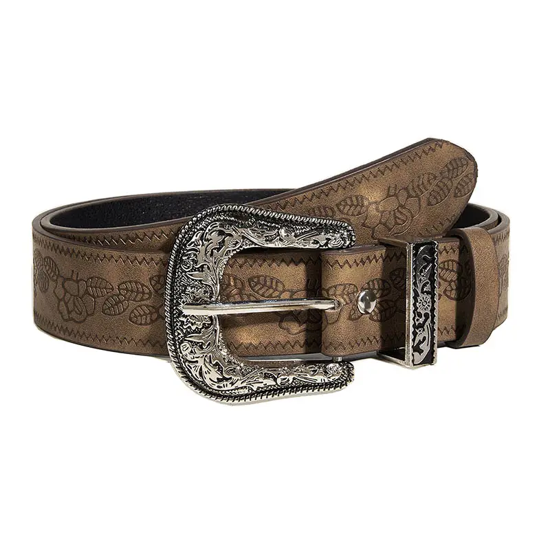 Ceinture de rodéo en cuir brodée de fleurs western cowboy pour femmes