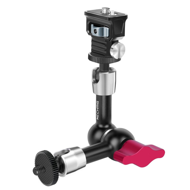 Mechrig Aluminum 7" Articulating Magic Arm 1/4" Screw Cold Shoe Adapter 360 Rotation Flexible Quick Installation Monitor DSLR