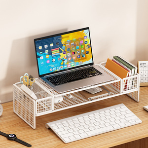 Desktop Monitor Stand 2 Tier Metal Rack With Storage <b>Bins</b> For Office Desk Organization - Product Image 2