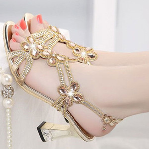 Xuanhui, Nuevo Diseño, Tendencia de Moda, Zapatos de Boda de Cuero Genuino para Exteriores, Sandalias con Tira en el Tobillo y Tacón Alto de Bloque de 7.5cm con Pedrería - Product Image 3