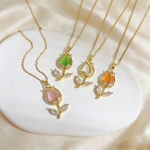 Premium Women's Copper Zircon 18K Gold Plated Flower Pendant Necklace Sporty Christian Gift CN & GUA Origin TRYME Brand - Product Image 3
