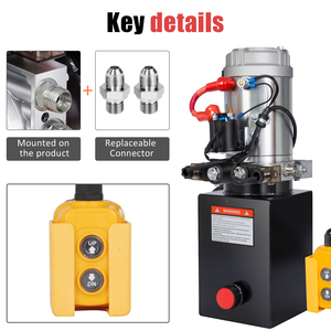 Unidad de Potencia Hidráulica con Tanque de Aceite Metálico de 4 Cuartos, Motor de 12V CC y Bomba Hidráulica de Doble Acción para Elevación de Coches y Remolques Volquete - Product Image 4