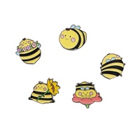 Broche Badge Mini Abeille Personnalisée en Émail Souple Argenté, Plaqué Or, Style Antique et Moderne, Motif Guêpe Mignonne Créative de Dessin Animé