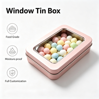 Boîtes en métal rectangulaires personnalisées de qualité alimentaire, écologiques, recyclables, avec fenêtre et revêtement UV, pour artisanat, bonbons, biscuits, OEM, vente en gros