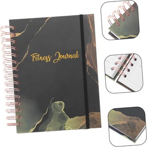 Cuaderno Espiral Profesional para Fitness, 6.49'x8.46', Libro de Registro de Entrenamientos con Diseño de Mármol, Planificador de Gimnasio con Banda Elástica para Hombres y Mujeres - Product Image 1
