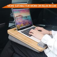 Support ergonomique pour ordinateur portable JQ Plateau de table de lit Bureau pliable en bambou avec angle réglable et base de coussin