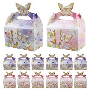 Boîte Cadeau Papillon Rose Thème Floral pour Thé de Printemps, Porte-Bougie Pliable en Papier Recyclable avec Poignée pour Offrir - Product Image 4