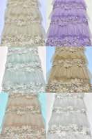 Tissu en tulle floral 3D perlé à la main couleur or champagne de luxe, avec volants superposés, plusieurs couleurs disponibles pour robes de mariée et de demoiselles d'honneur