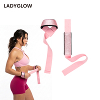 Sangles de musculation rembourrées en néoprène scintillant LADYGLOW avec logo personnalisé pour femmes, idéales pour les soulevés de terre et la musculation en salle de sport