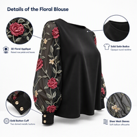 Chemisiers pour femmes VELAN Fashion Printemps Automne Fleurs Tissu polyester Dentelle Chemise à manches longues pour femmes