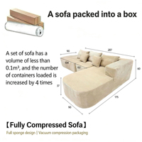 Großhandel Neues L-förmiges Multifunktionales Sofa Komfortables Langhaariges Plüschgewebe-Bezug Stark Stützendes Schaumstoff-Modulsofa Gepolstertes Schlafsofa