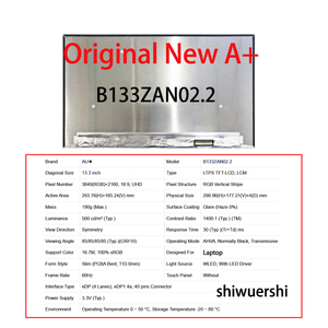 Panel Layar Lcd A+ 13.3 "Baru Asli 3840*2160 EDP 40Pin 60Hz LQ133D1JX31 B133ZAN02.1 LP133UD1 SPA1 B133ZAN02.A B133ZAN02.0 - Product Image 3