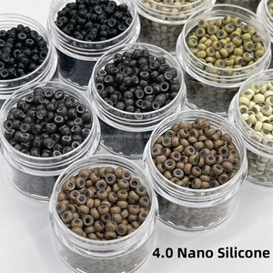 1000 pièces/bouteille, anneaux micro-nano de 3,0 mm et 4,0 mm avec revêtement en silicone, faciles à utiliser pour les extensions de cheveux - Product Image 2