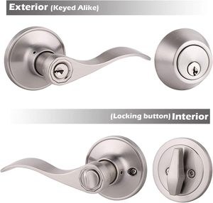 Front <strong>Door</strong> Lever Lockset With Single Cylinder Deadbolt Combination Set <strong>Door</strong> <strong>Knob</strong> With Lock and Deadbolt Reversible - Product Image 3