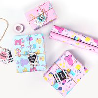 Papier d'emballage brillant de haute qualité 80g pour anniversaire, motifs animaux ludiques pour enfants, idéal pour emballer les cadeaux